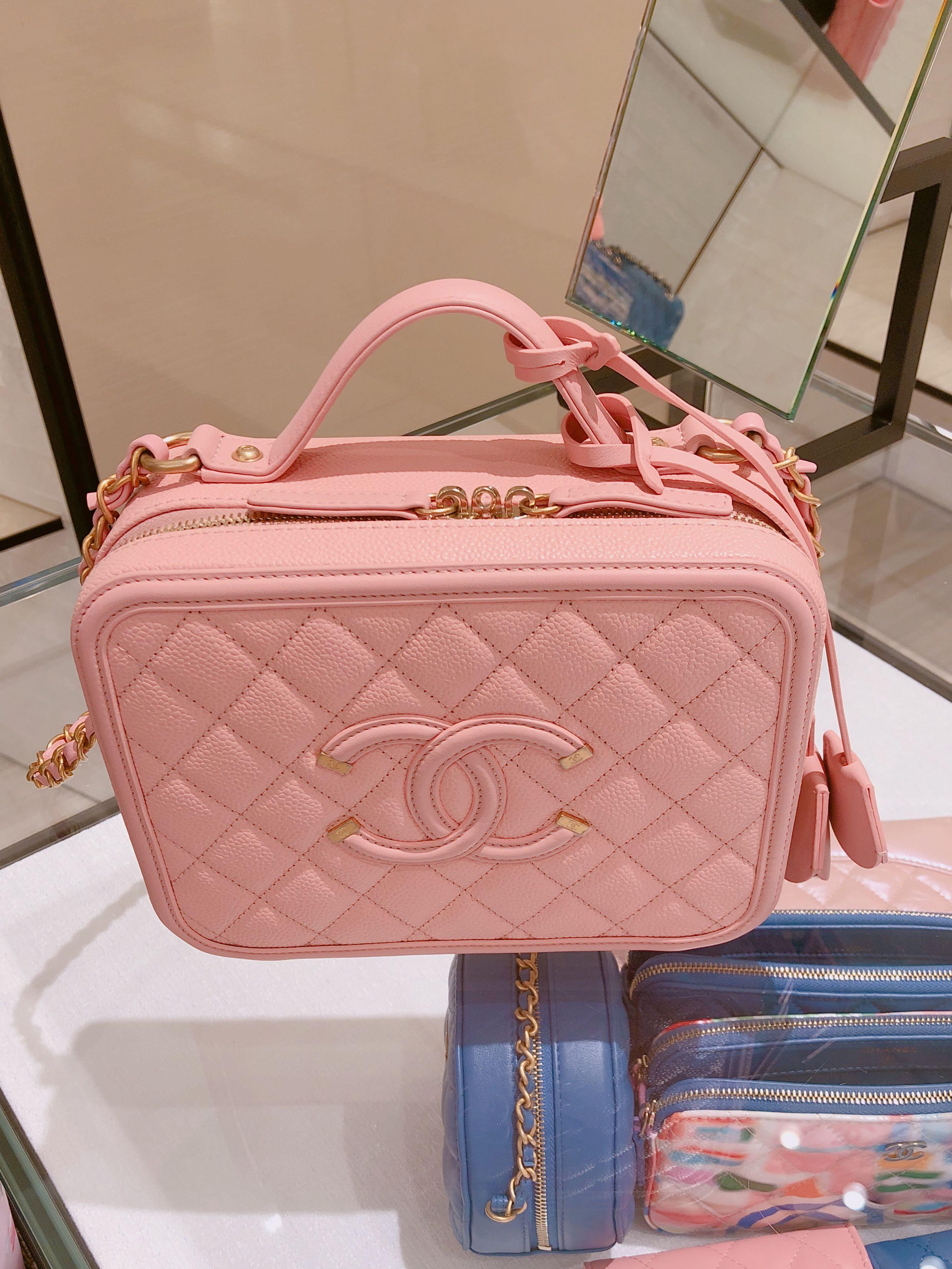 Chanel Sakura Pink Caviar Vertical Vanity Bag With Chain, myGemma, HK