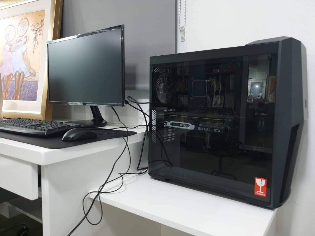 Complete High End 3d/Edit/Gaming Desktop Set (Category: Desktops) located in Pasig City. Submitted by pri14 (Listing ID 243978387, Image 1). Description: Hi! High End Desktop For Sale Specs: Intel Core i7-8700 @ 3.2GhZ Msi Rtx 2070 Armor 8GB 16 GB Geil RGB ram@ 3000mhZ Asus Tuf Z370 Plus CoolerMaster Masterbox MB500 w/3RGB Fans CoolerMaster AIO Liquid Cooler 2TB Seagate Barracuda Samsung Evo 860 256GB Power Supply-Fsp Hydro 850 80+ Gold Certified