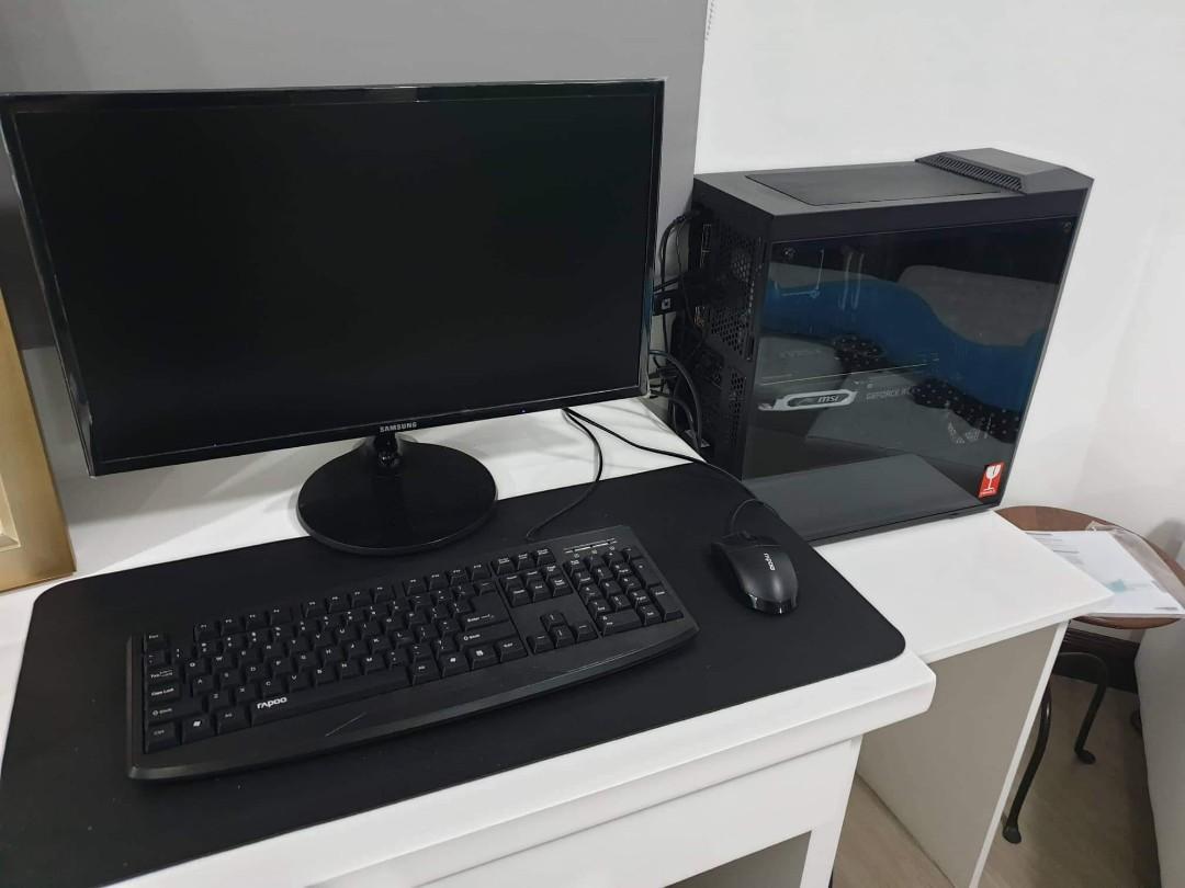 Complete High End 3d/Edit/Gaming Desktop Set (Category: Desktops) located in Pasig City. Submitted by pri14 (Listing ID 243978387, Image 2). Description: Hi! High End Desktop For Sale Specs: Intel Core i7-8700 @ 3.2GhZ Msi Rtx 2070 Armor 8GB 16 GB Geil RGB ram@ 3000mhZ Asus Tuf Z370 Plus CoolerMaster Masterbox MB500 w/3RGB Fans CoolerMaster AIO Liquid Cooler 2TB Seagate Barracuda Samsung Evo 860 256GB Power Supply-Fsp Hydro 850 80+ Gold Certified