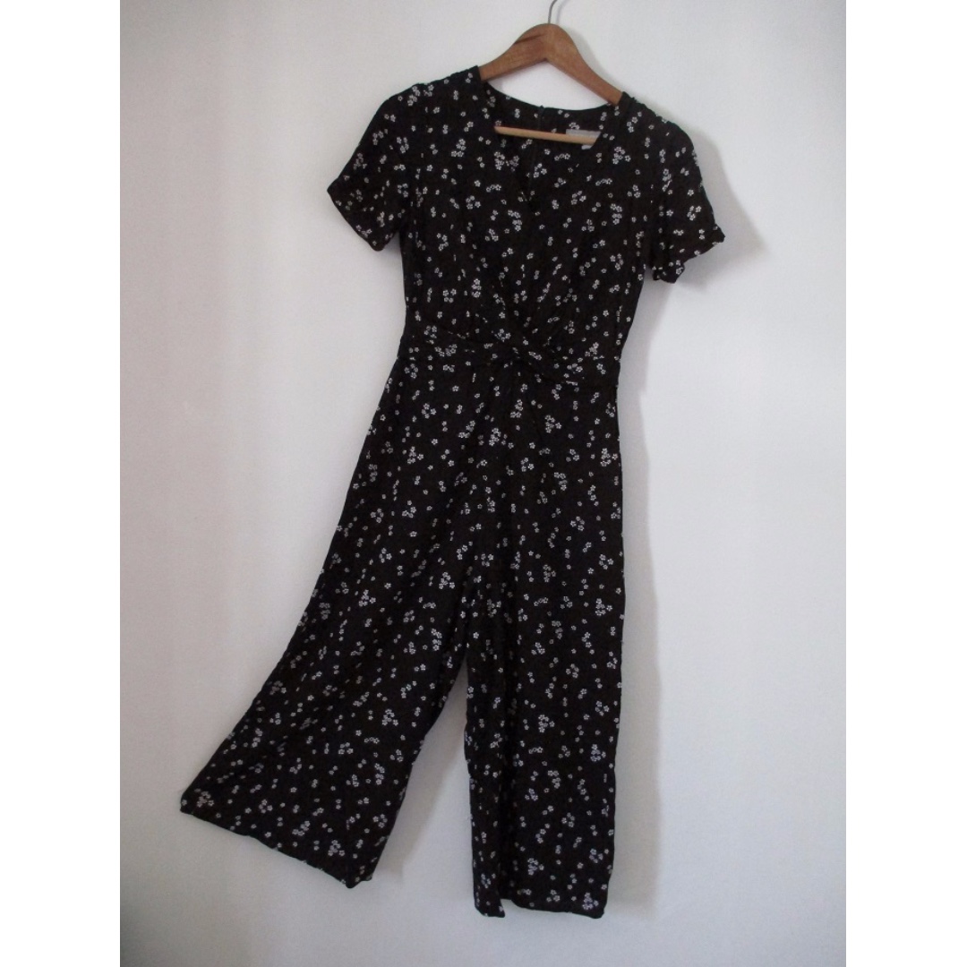 DOROTHY PERKINS black ditsy floral culotte jumpsuit UK 6 Women s