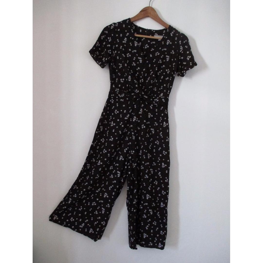 DOROTHY PERKINS black ditsy floral culotte jumpsuit UK 6 Women s