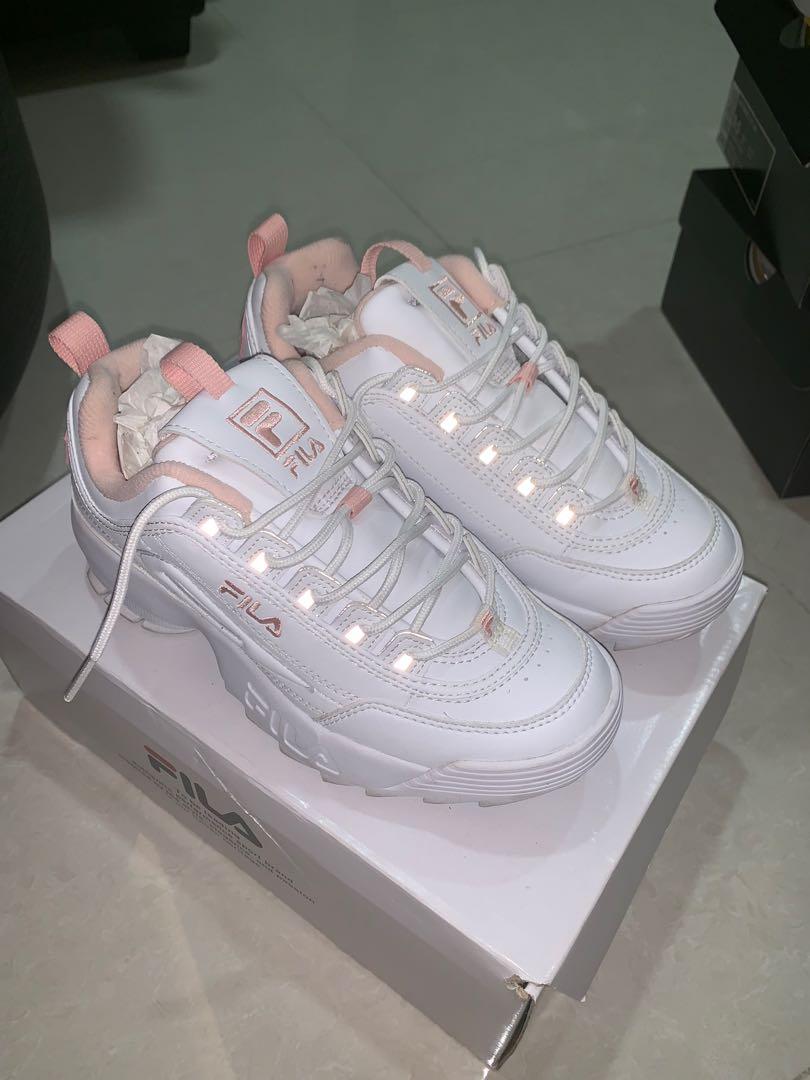 fila disruptor ii white pink