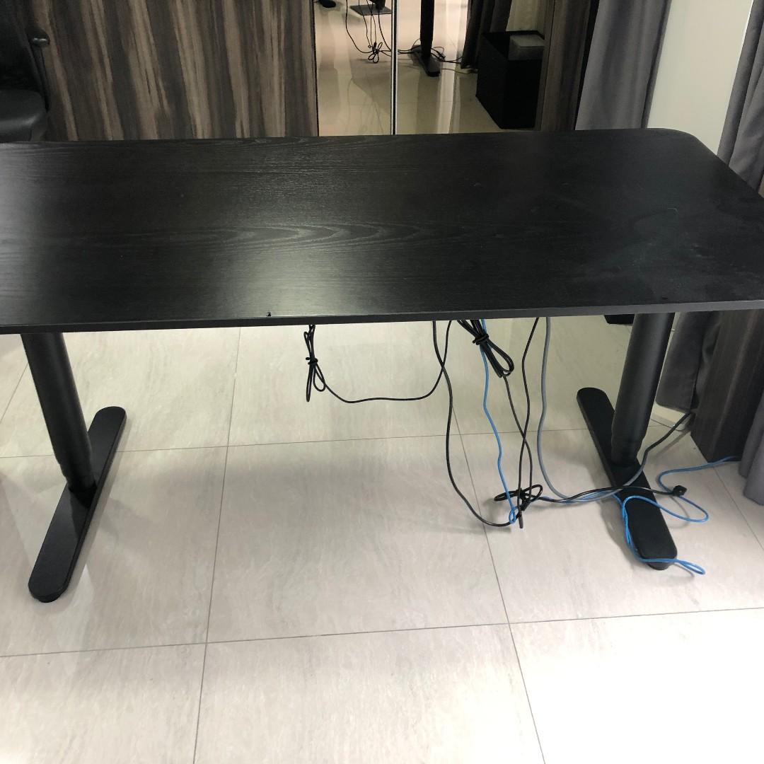 Ikea Bekant Desk Sit Stand Adj Height Black Furniture Tables Chairs On Carousell