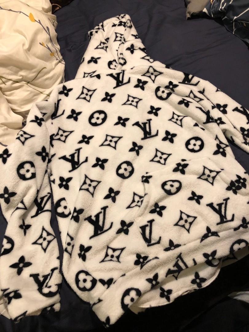 Cozy Brown faux fur Hoodie with LV inspired Black Monograms print –  logofabrics