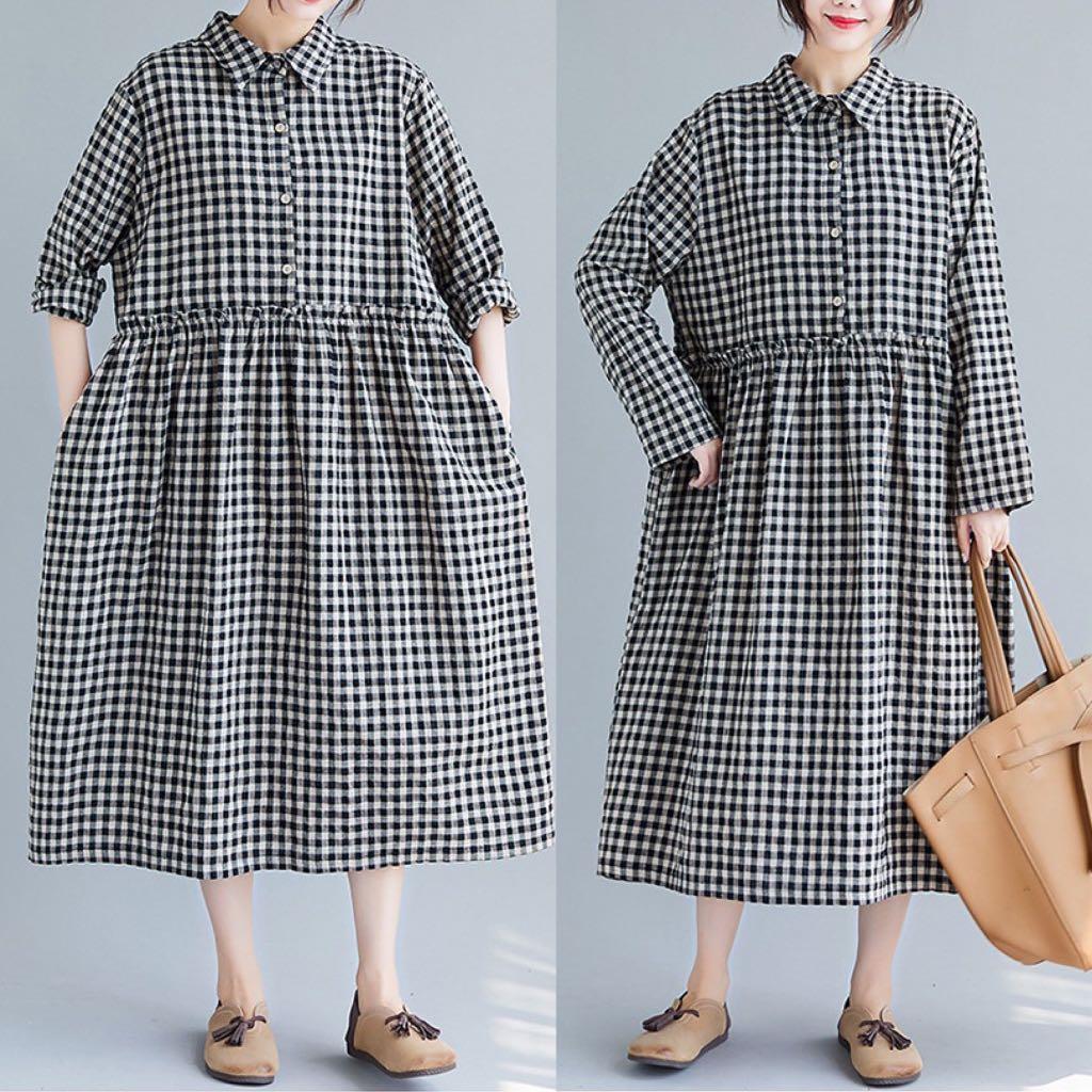 plus size plaid shirt dress