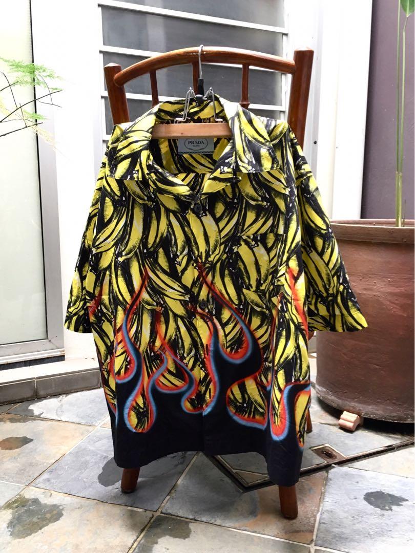 Prada - Banana Flame Print Shirt, Men's Fashion, Tops & Sets, Formal Shirts  on Carousell
