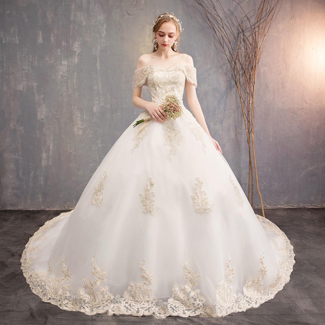 White fishtail wedding dress top