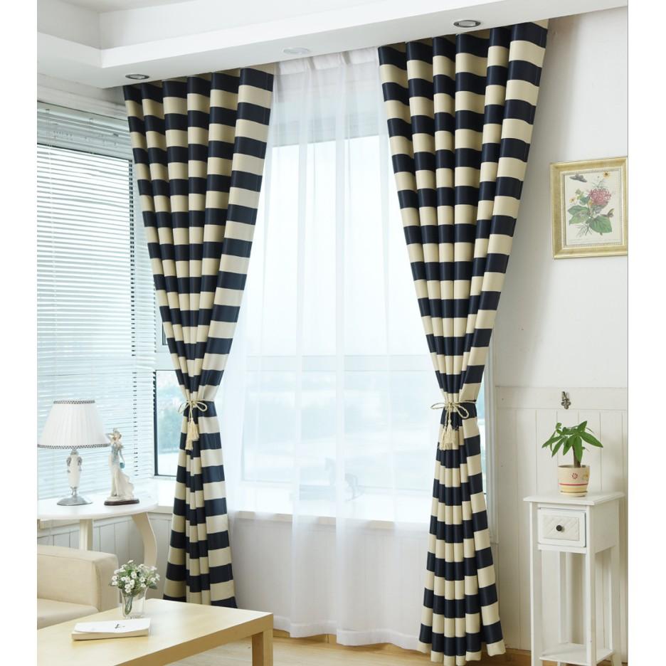Thick Luxury Striped Curtain Design For Living Room Blackout