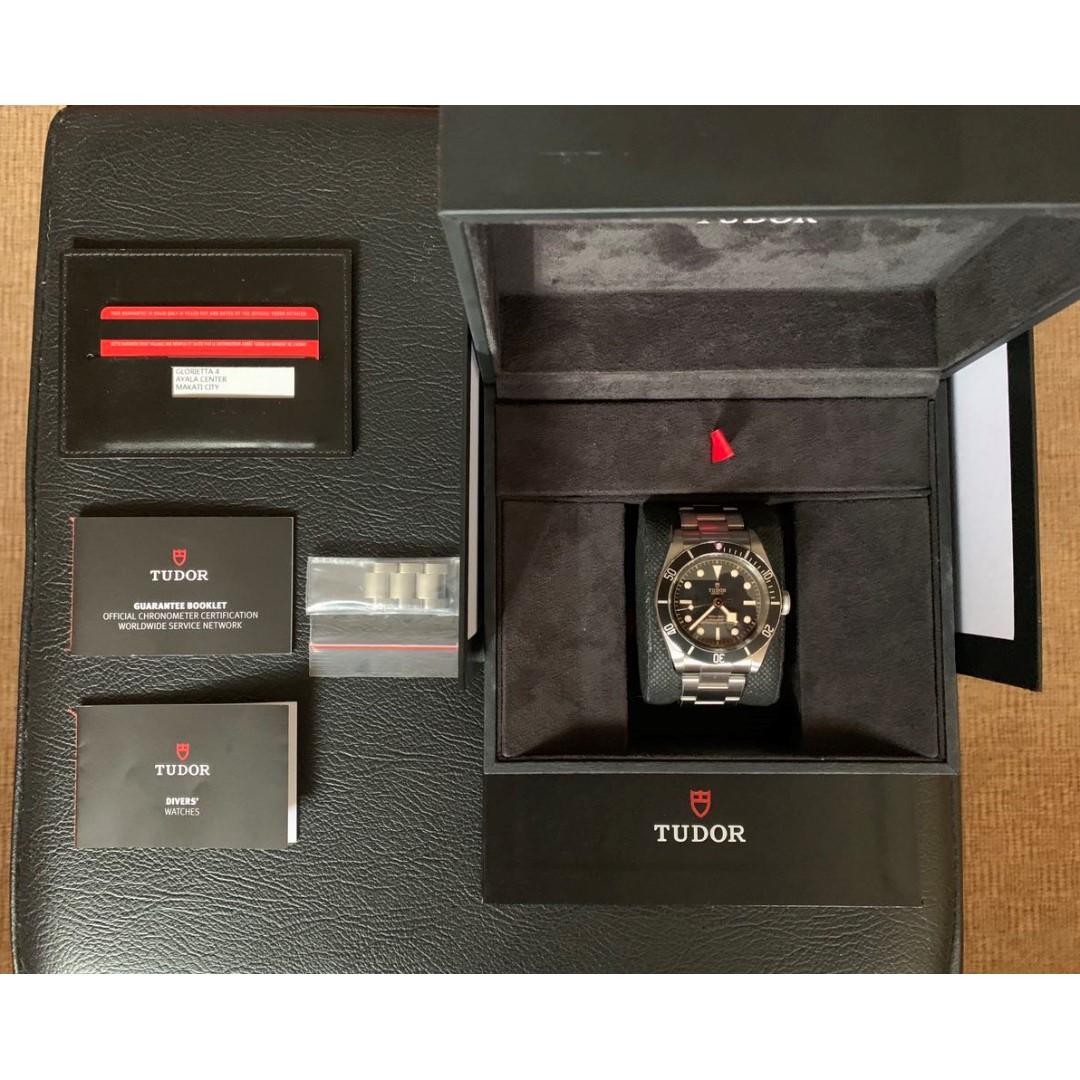 Tudor Black Bay (Category: Luxury Watches) located in Manila. Submitted by clark.kent1 (Listing ID 243980874, Image 1). Description: Tudor Black Bay Black Good as Brand New 2018 Model Stickers Still Intact Complete with box and papers .