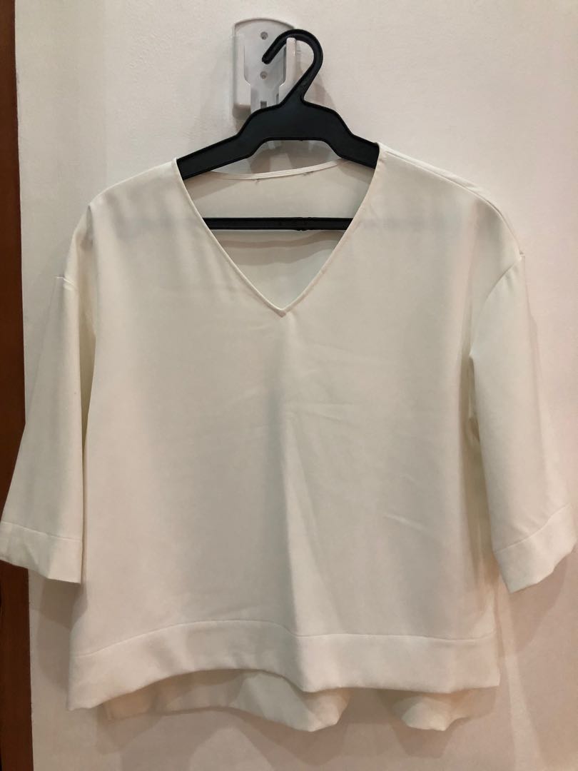 White Satin Top, Women's Fashion, Tops, Blouses on Carousell