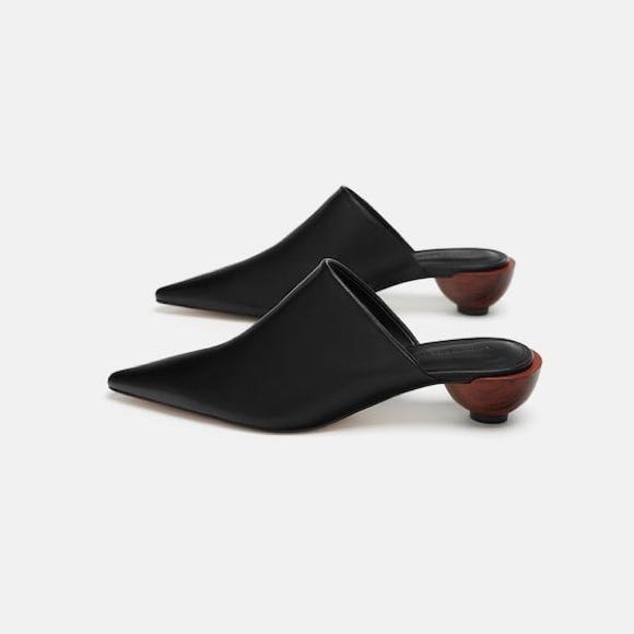 black mules wooden heel