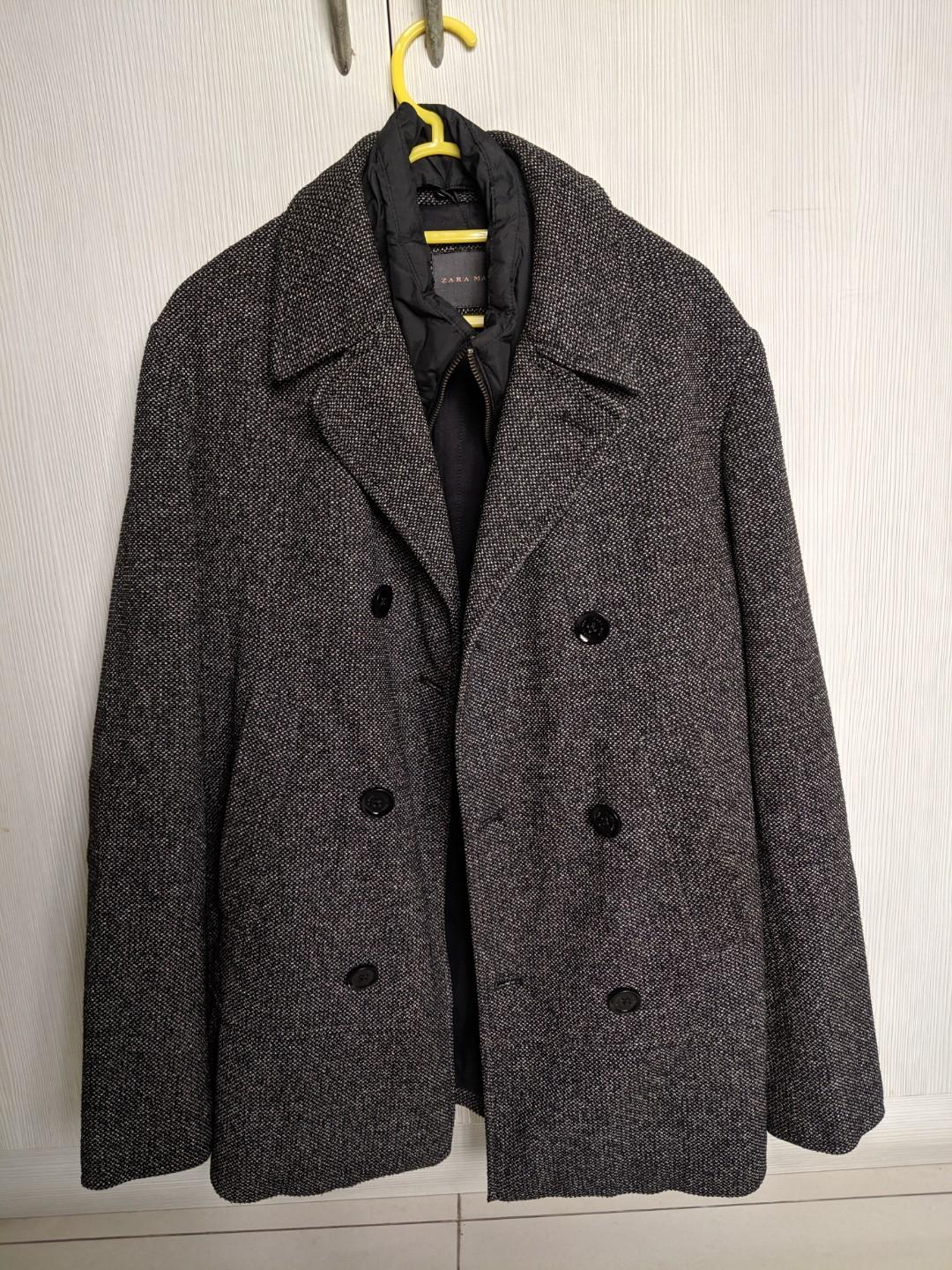 Zara Men S Dark Grey Winter Coat Men S Fashion Clothes