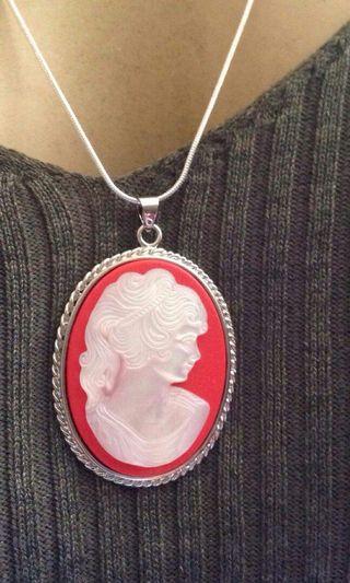 Authentic mother of pearl cameo necklace