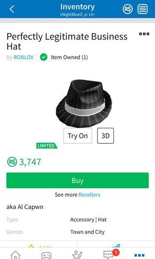 Roblox Perfectly Legitimate Business Hat Look By