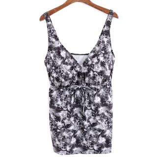 Black Swimsuit XL  歐美黑色花兩件套泳衣 大碼64246532404865110