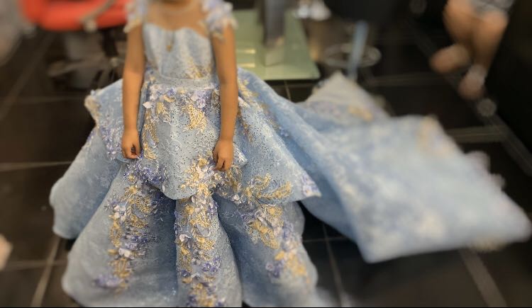 7th birthday Cinderella flower gown 