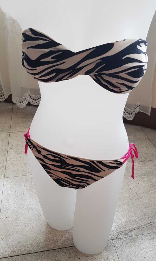 Animal Print Tie Side Three-Piece Swim Set