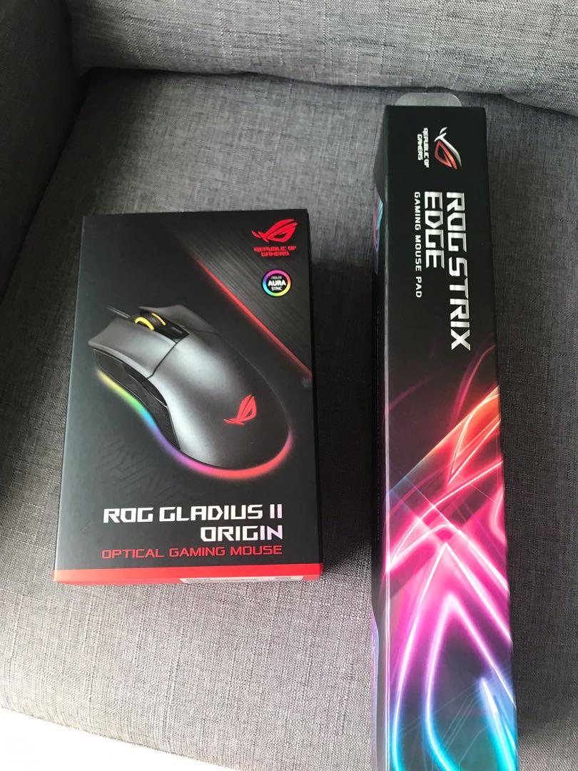 Rog Gaming Mouse And Pad Set Computers Tech Parts Accessories Mouse Mousepads On Carousell