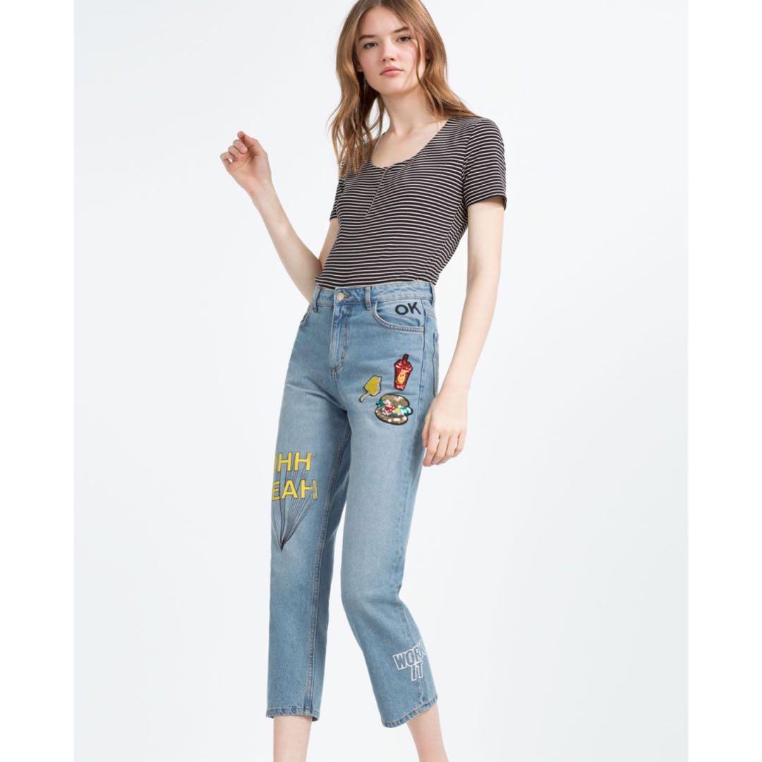 authentic denim mom fit jeans zara