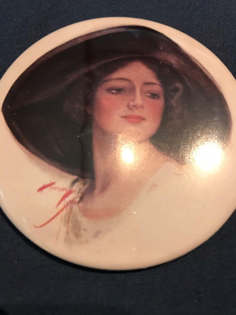 Brand New Victorian-Inspired Compact Mirror (Category: Mirrors) located in Manila. Submitted by yearoftherabbit (Listing ID 244119196, Image 1). Description: Just a mirror, does not hold powder. It is approximately 3" in diameter and features the famous painting “Big Black Hat” by renown American illustrator Harrison Fisher. Fisher is known for the beautiful women he painted who were overwhelmingly elegant. He was ahead of his time in that he als