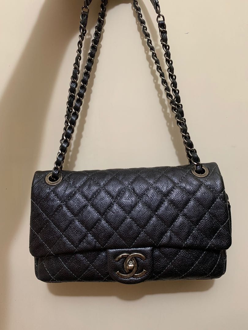 100% Authentic Chanel Black Lambskin 31 Rue Cambon Leather Bag 