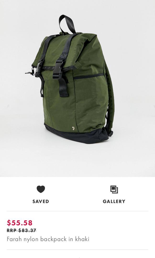 farah nylon backpack in black