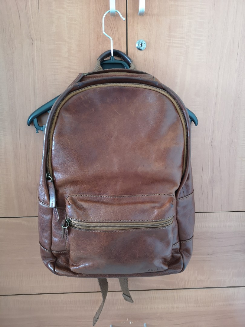 fossil backpack leather