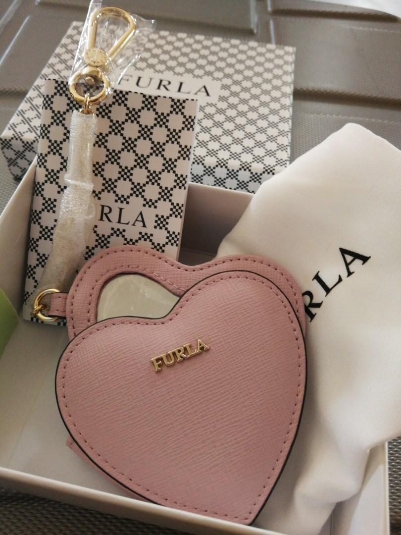 Furla Babylon soft pink mirror bag charm