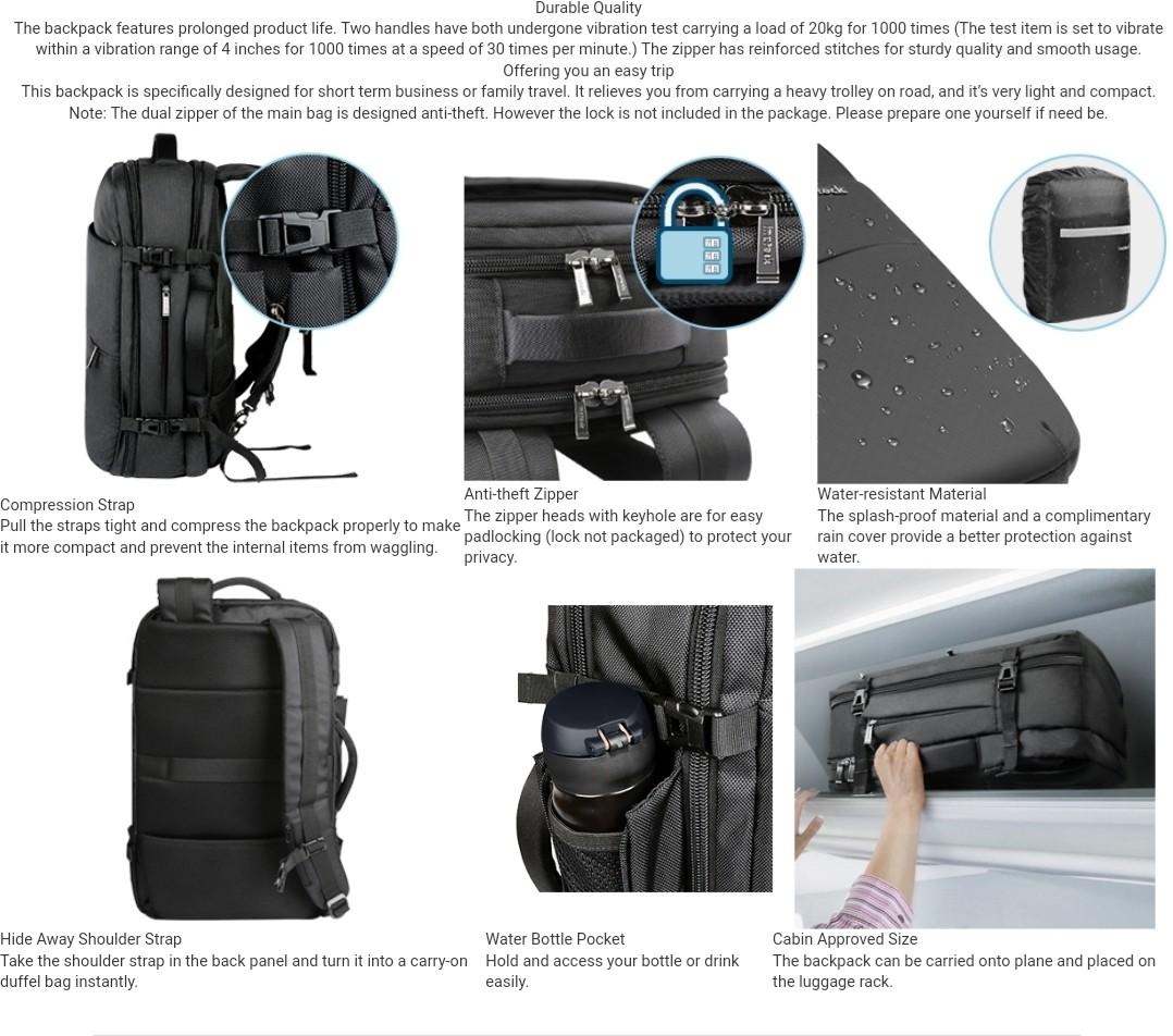 Inateck 40l Travel Backpack Review Inateck 40L Travel Backpack Flight Approved Carry-On Backpack Anti
