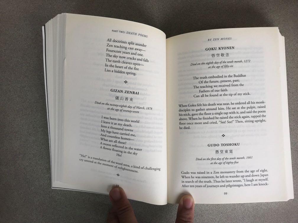Japanese Death Poems Written By Zen Monks And Haiku Poets Translated Into English Books Stationery Non Fiction On Carousell