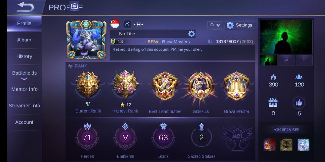 Mobile Legend Account Tank Support User Android Toys Games Video Gaming Others On Carousell