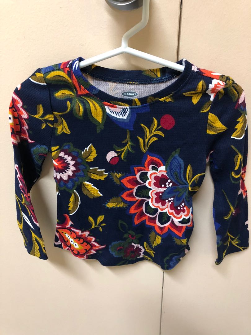 Old Navy Blue Floral Long Sleeved Top Babies Kids Babies Apparel On Carousell