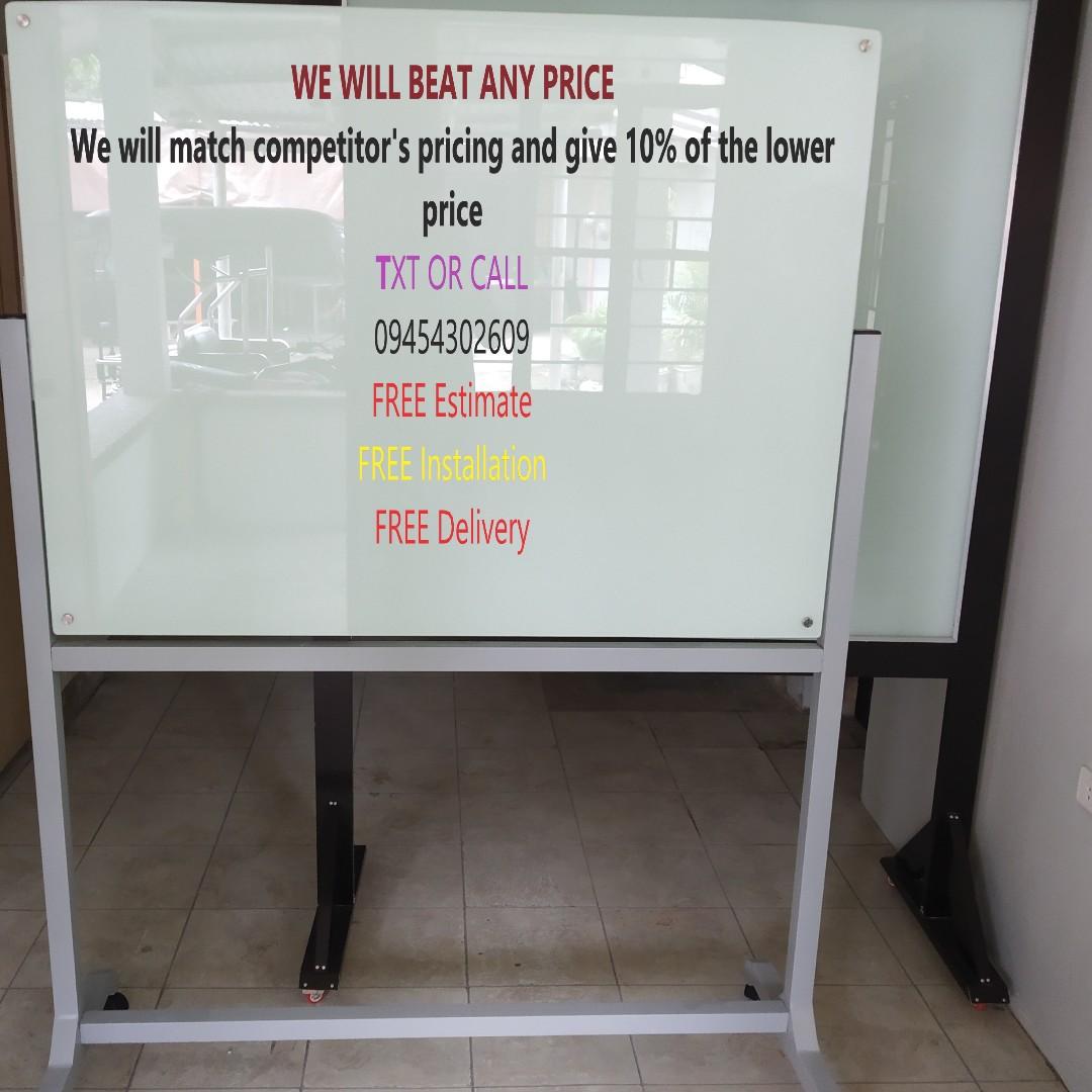 Rolling Glass Board Frame less, Furniture & Home Living, Office