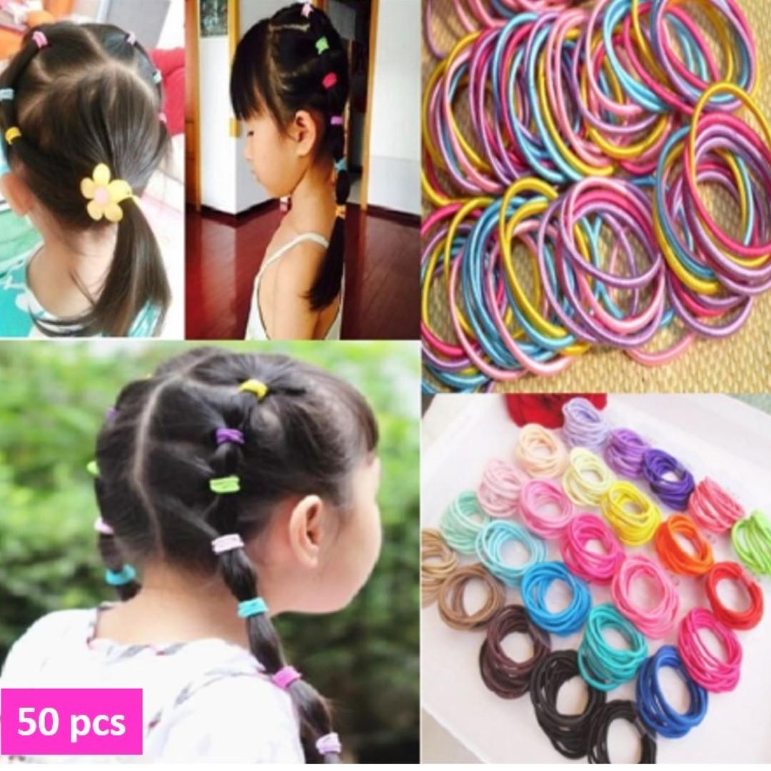 S180 New 50pcs Girl Baby Mixed Colours Ponytail Hair Ties