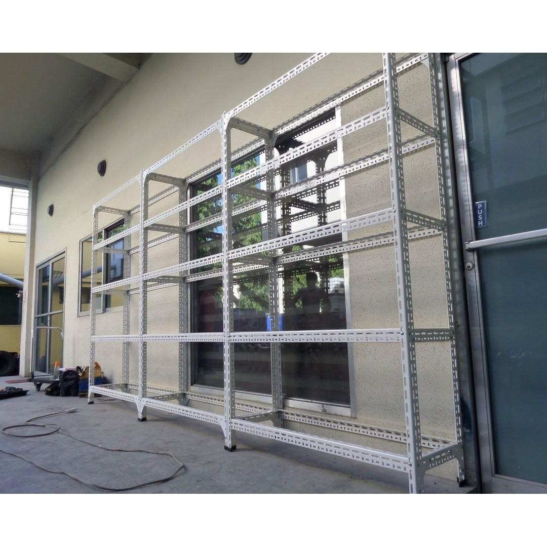 Steel Rack - Metal Frame Slotted Angle Bar Wood Shelve - 5 ...