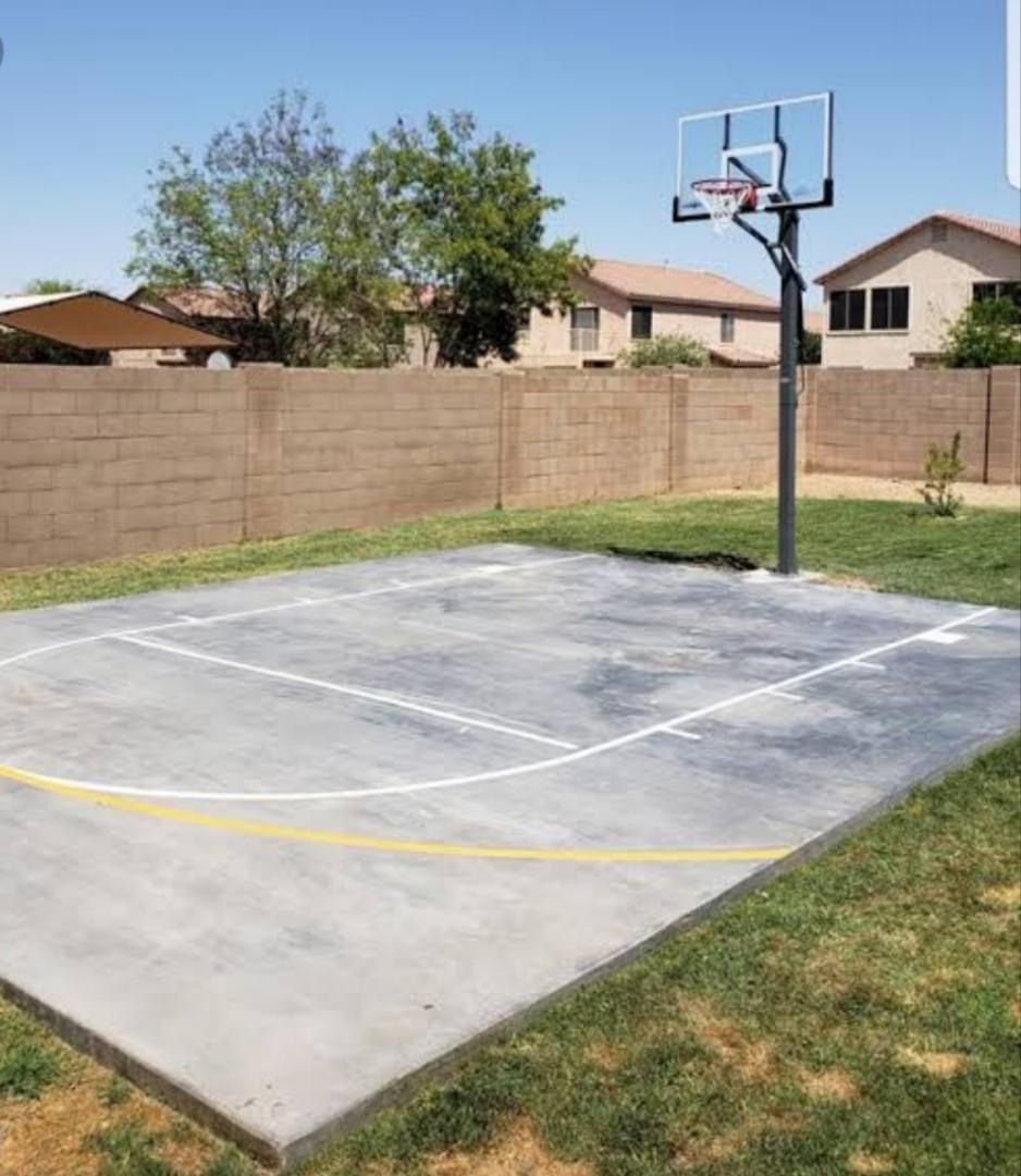 Tempered Glass Basketball Court Board Ring Fixed Concrete Base