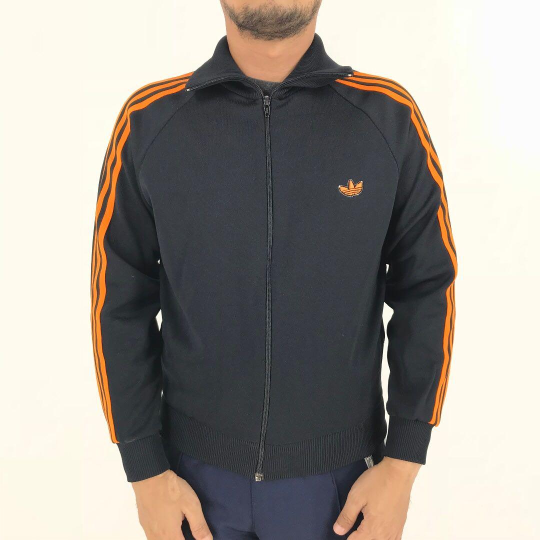 adidas black jacket orange stripes