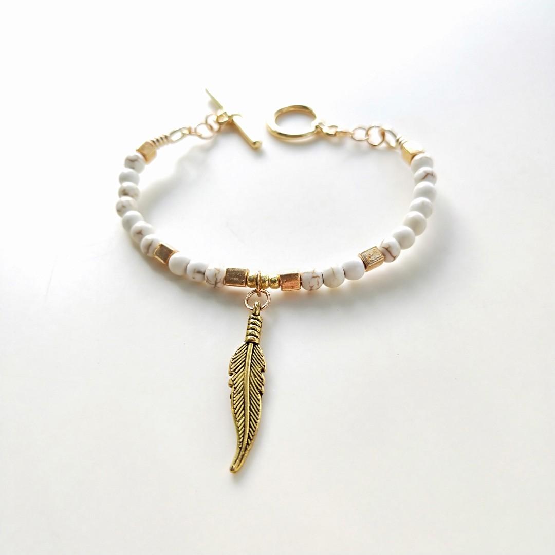 White feather bracelet clearance