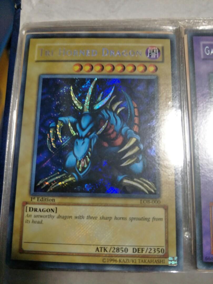Yugioh - 1st Ed Tri-Horned Dragon LOB-000 OCG, Hobbies & Toys, Toys & Games  on Carousell