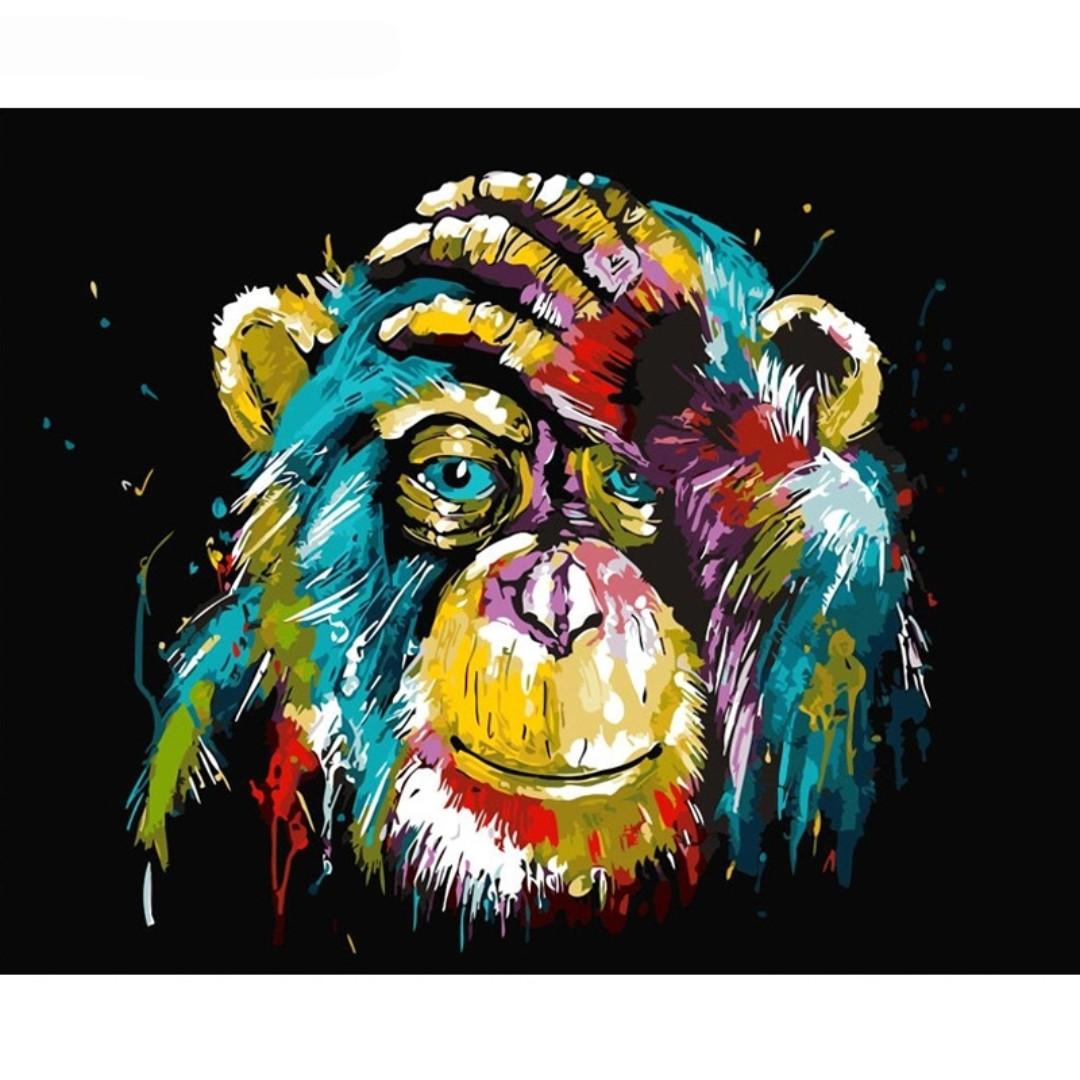 Art Therapy Diy Painting By Number Baboon Canvas Only
