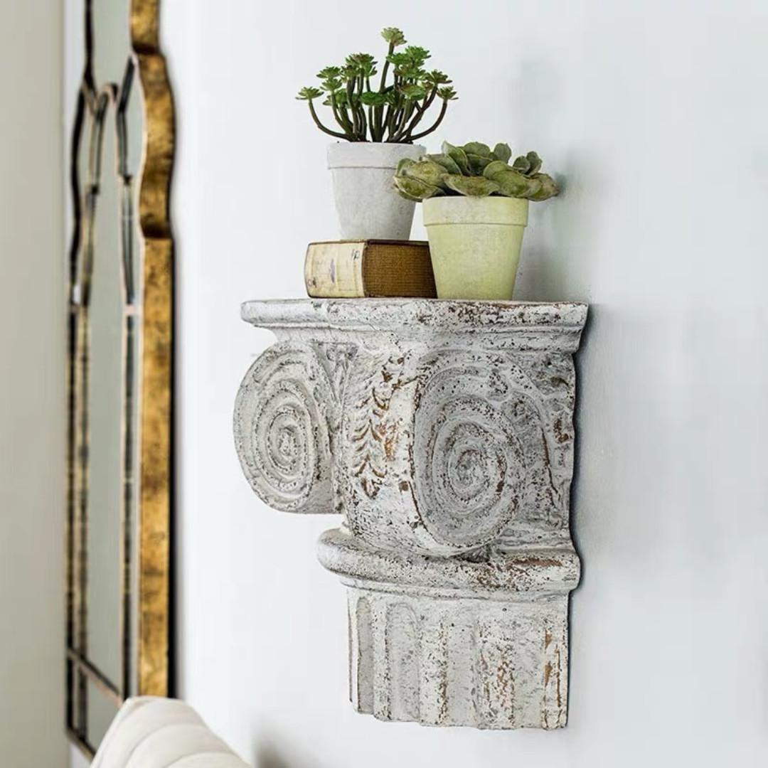 Distressed Roman Column Resin Wall Shelf Room Decor Vintage