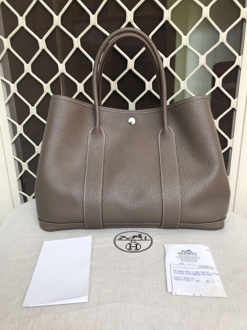 hermes garden party 36 (stamp r 2014) etoupe nagonda leather