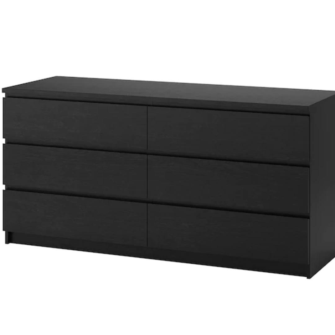 Ikea Malm Chest Of 6 Drawers Black Brown 160x78 Cm Furniture
