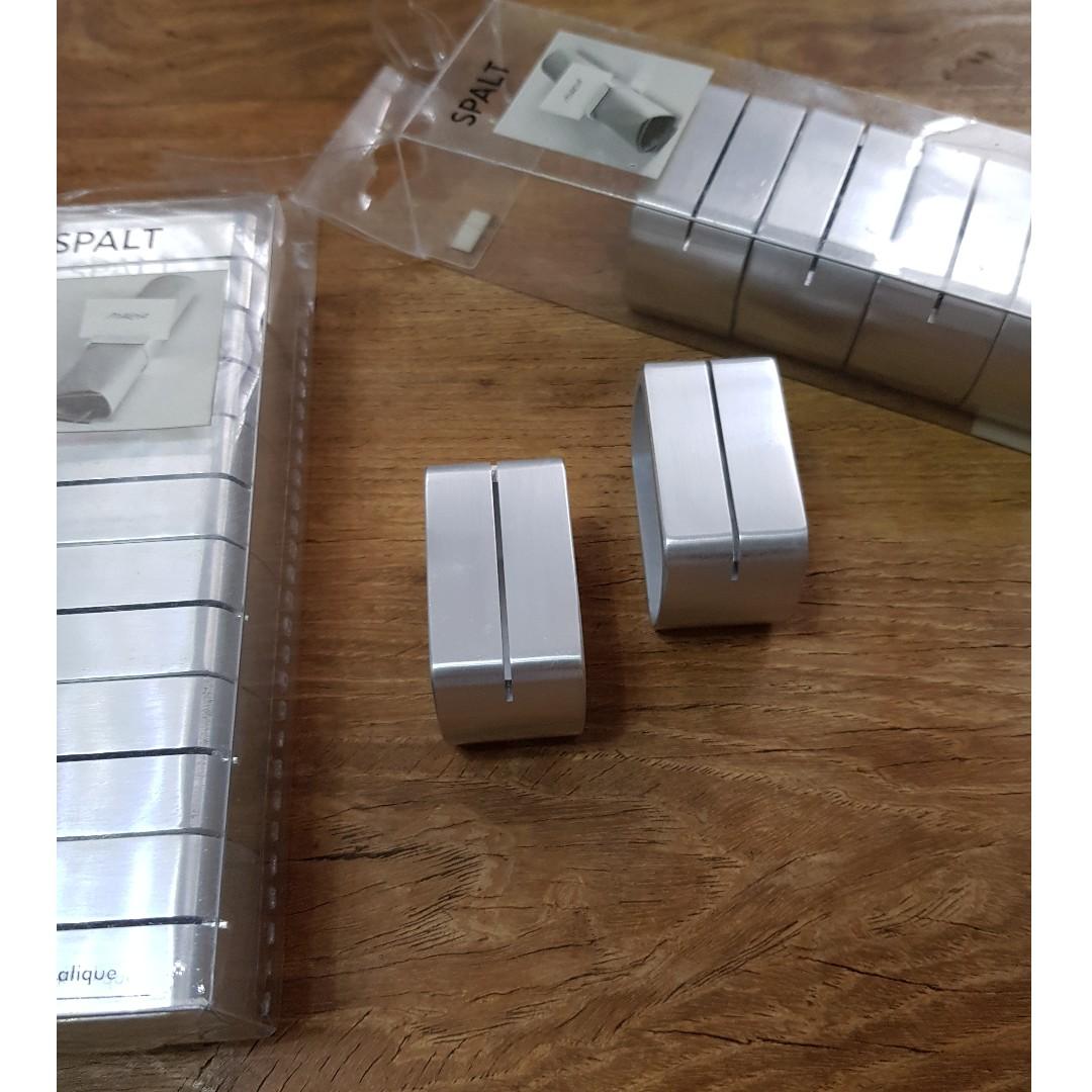 IKEA SPALT SILVER Tone Napkin Rings and Place Card Holder set of 12
