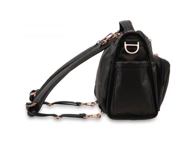 black and rose gold diaper bag