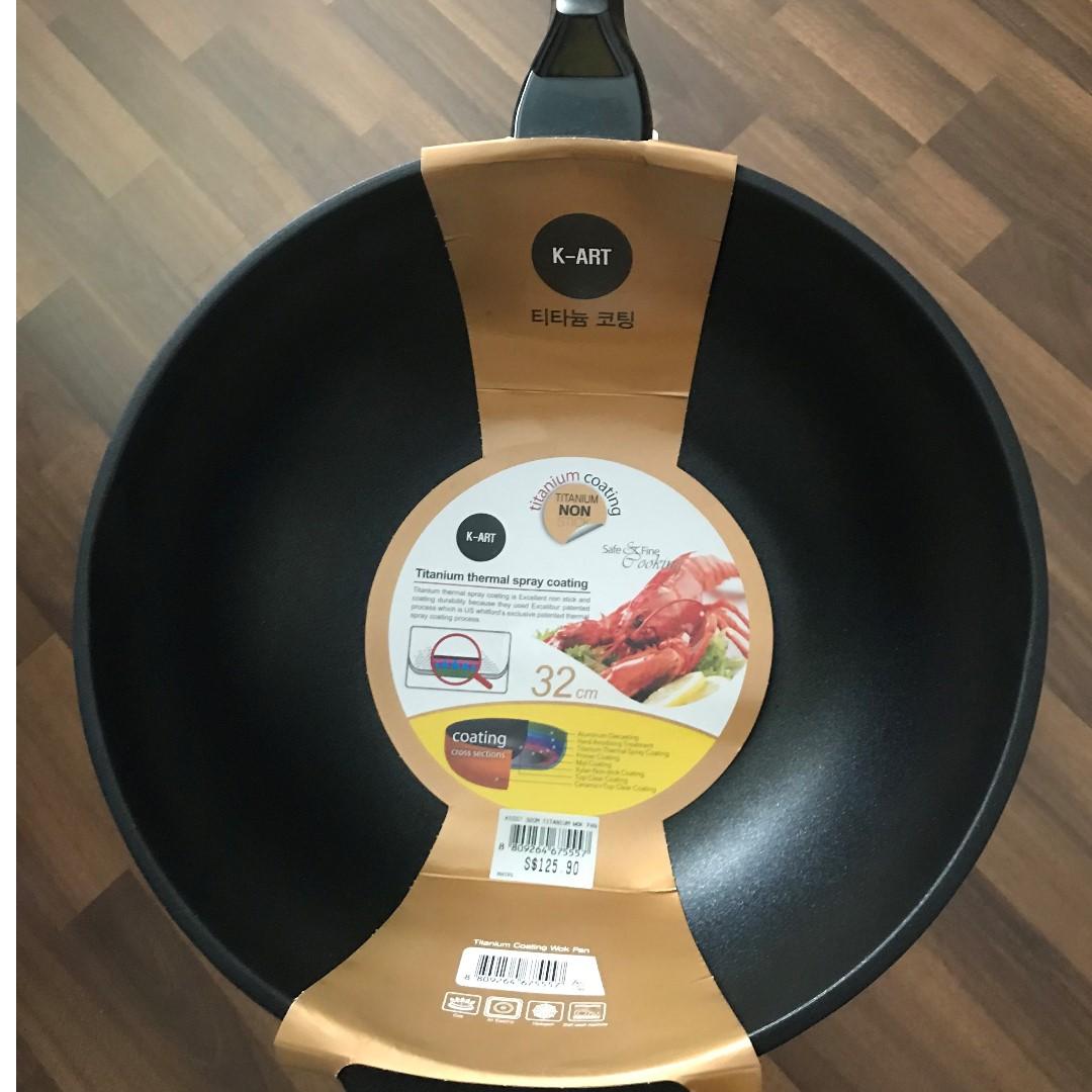 KART 32cm Titanium Wok, Furniture & Home Living, Kitchenware