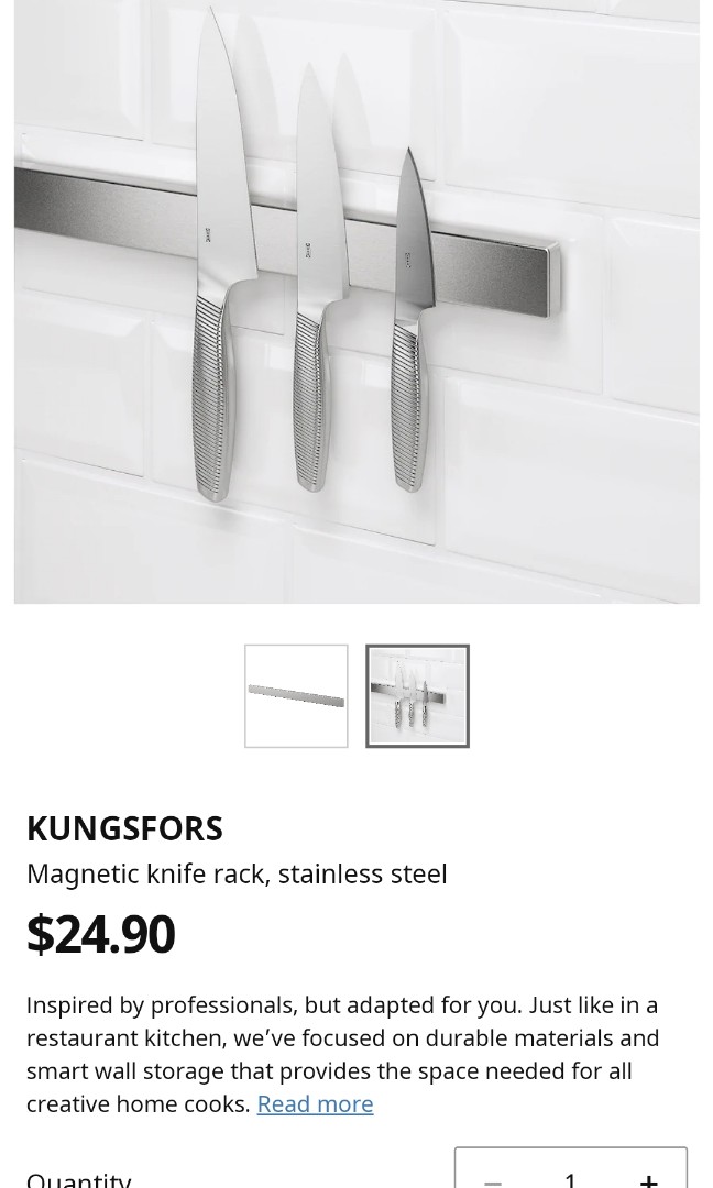 Magnetic Knife Rack Ss Steel 56cm Ikea Kungfors Home Appliances Kitchenware On Carousell