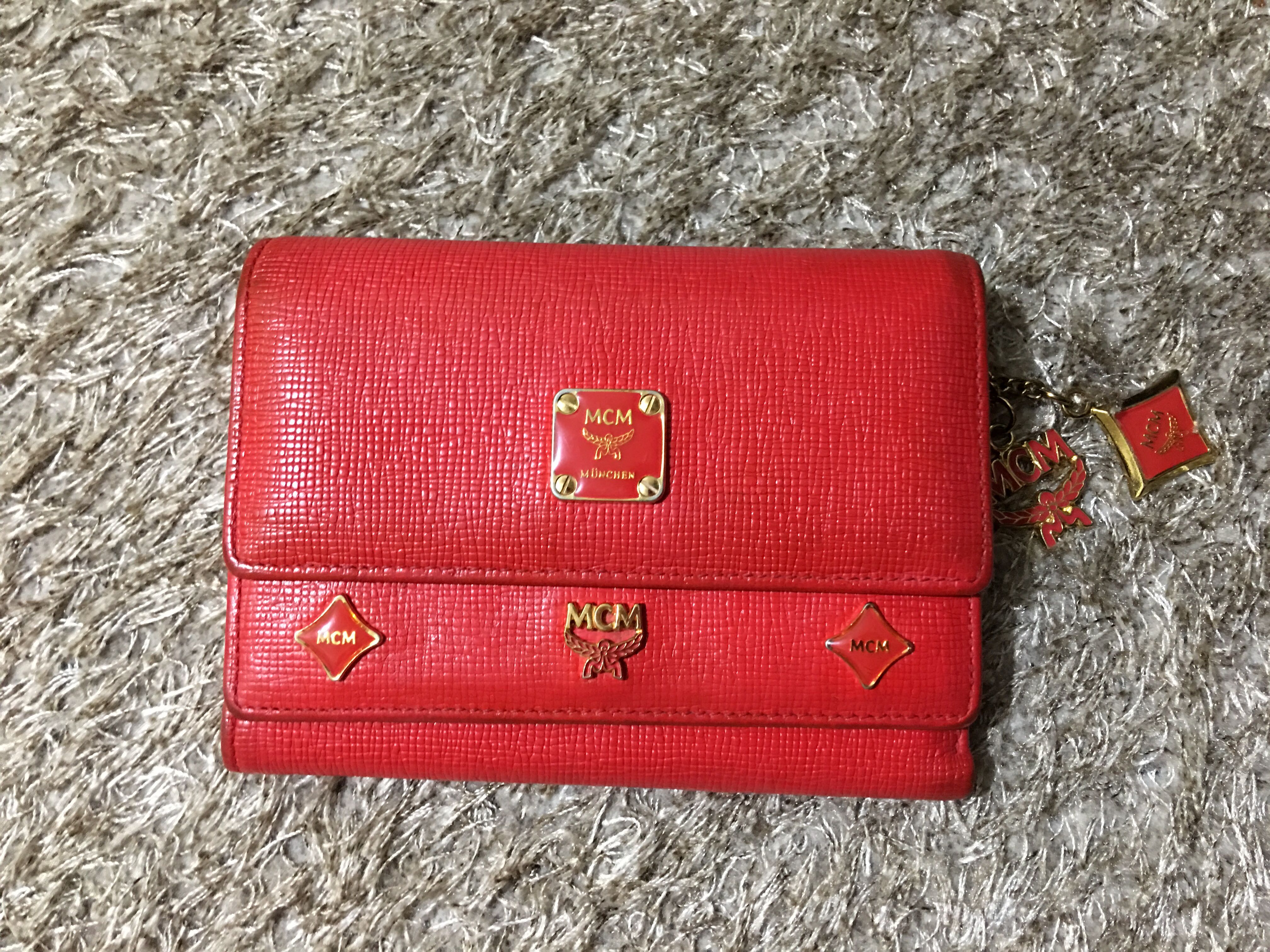 MCM red wallet original Luxury Bags Wallets on Carousell