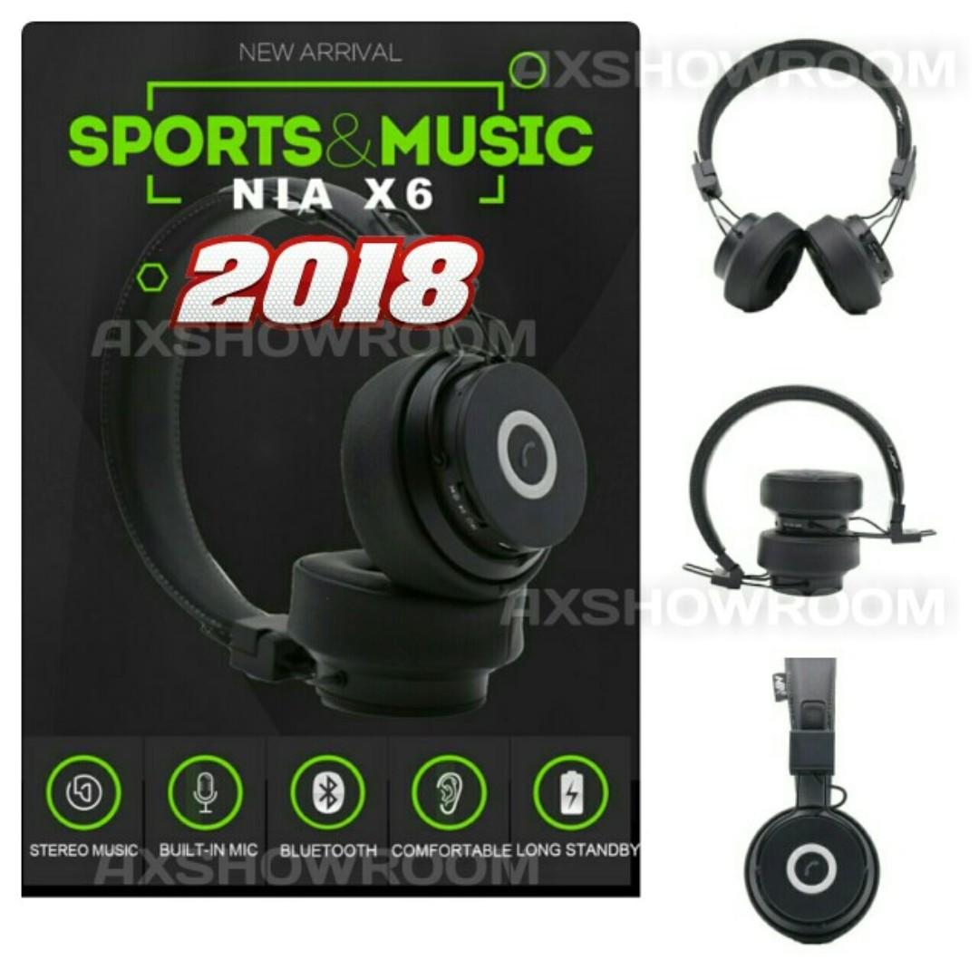 NIA X6 Headset Wireless Stereo Bluetooth Headphones with Mic Support TF Card FM Stereo Radio
