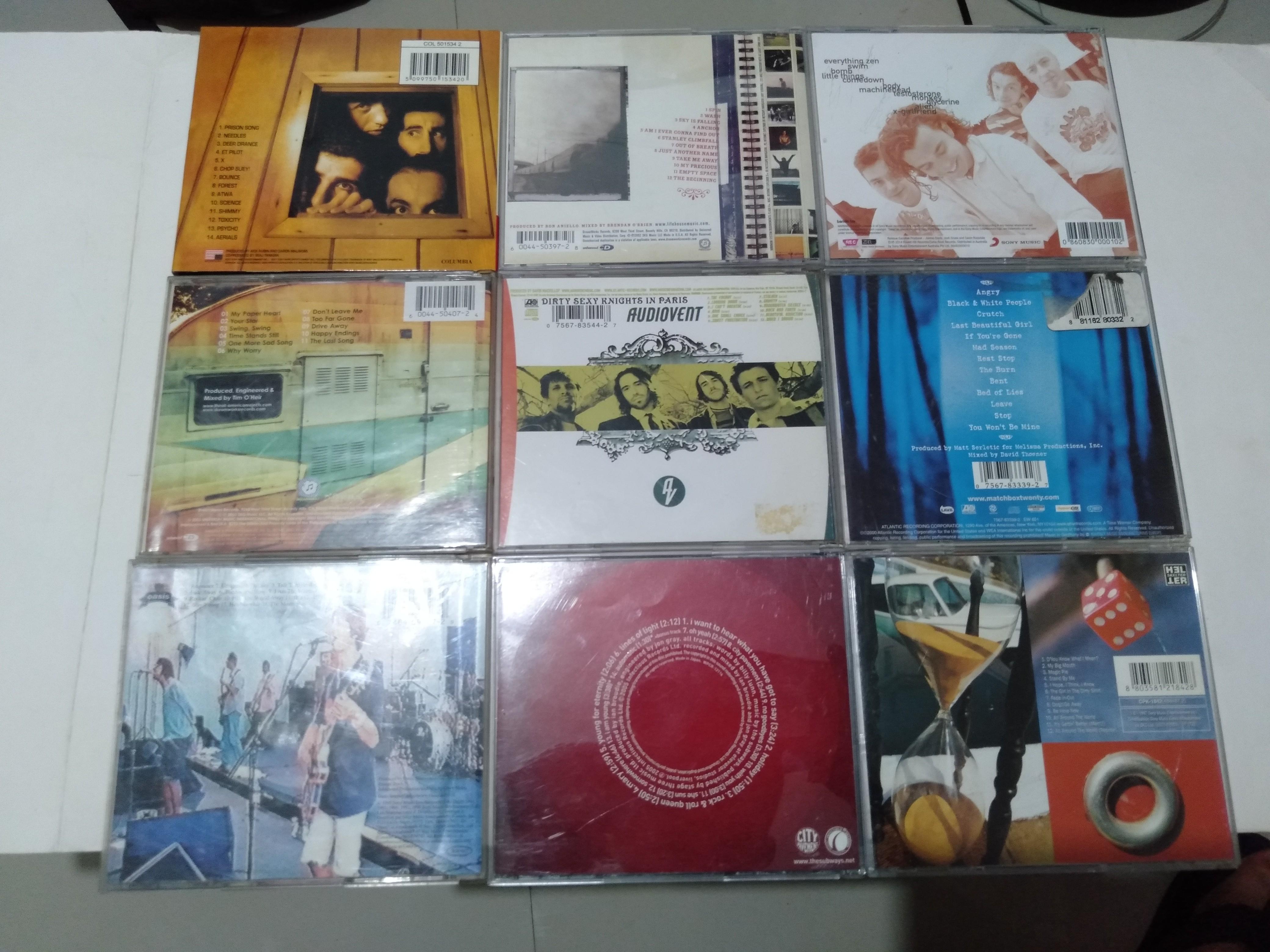 Oasis Bush LifeHouse..etc - Various Artists (Category: CDs & DVDs) located in Las Pinas. Submitted by cobieshop (Listing ID 244332178, Image 2). Description: Various Artists - P450 each All CDs in Mint Condition 1. System of a Down - Toxicity (SOLD) 2. Life House - Climb Fall 3. Bush - Sixteen Stone 4. All-American Rejects 5. Audiovent - Dirty Sexy Nights in Paris 6. Matchbox 20 - Mad Season 7. Oasis - The Master plan 8. The Subways - Young For E